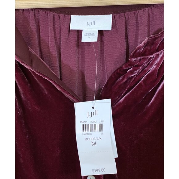 J.Jill Rayon & Silk Velvet Blouse – Bordeaux – SZ M (NWT) - Picture 6 of 8